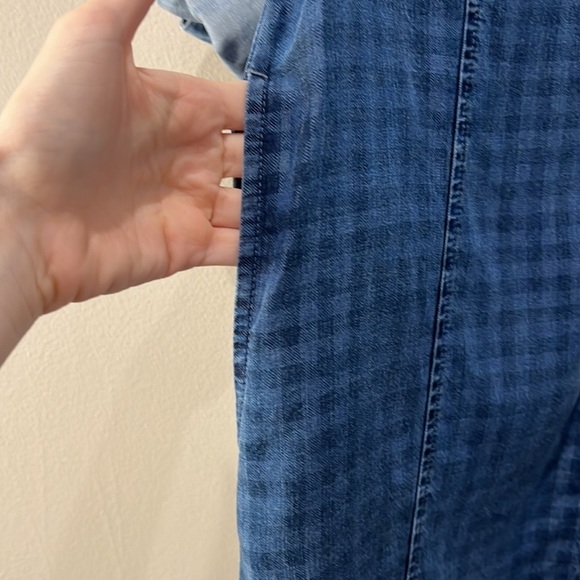 J Jill Denim Checkered Tab Sleeve Shift Dress in size S - Picture 5 of 12